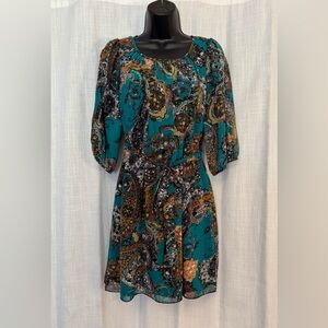 Paisley Print Teal Dress